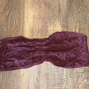 Aerie Lace Bandeau Bralette - Deep Wine